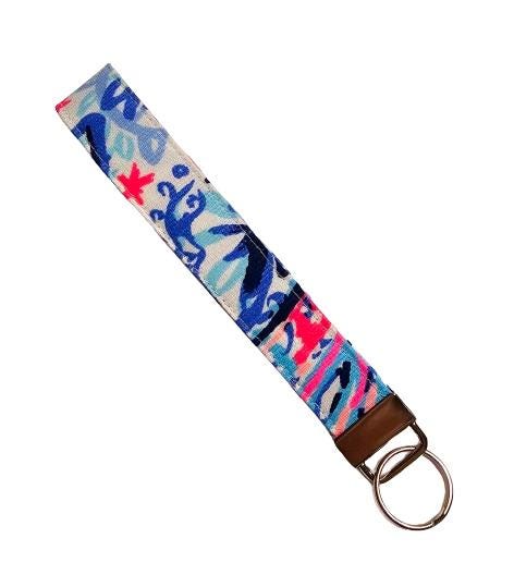 Key Fob Keychain, Keychain Wristlet, Lilly Fabric, Key Wristlet,  Fabric Keychain, Wristlet Keyfob, Wristlet Keychain, Gift for Her, Preppy