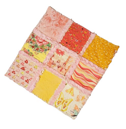 Handmade Quilt, Alexander Henry Sprites of Tillbrook, Security Blanket, Crib Quilt, Ready to Ship, Baby Shower Gift, Rag Quilt, Fairy Quilt