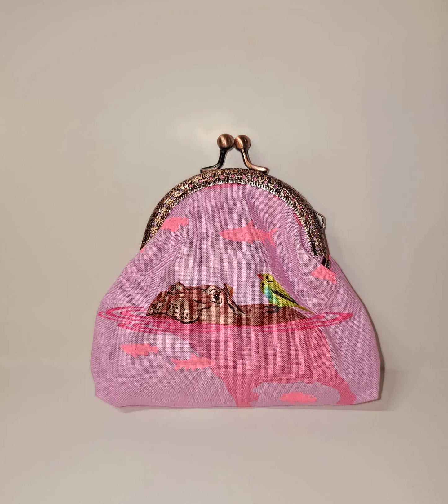 Kiss Lock Pouch, Kiss Lock Coin Purse, Gifts for Her, Unique Gift, Tula Pink Fabric, Christmas Gift, Stocking Stuffer, Neon Coin Purse