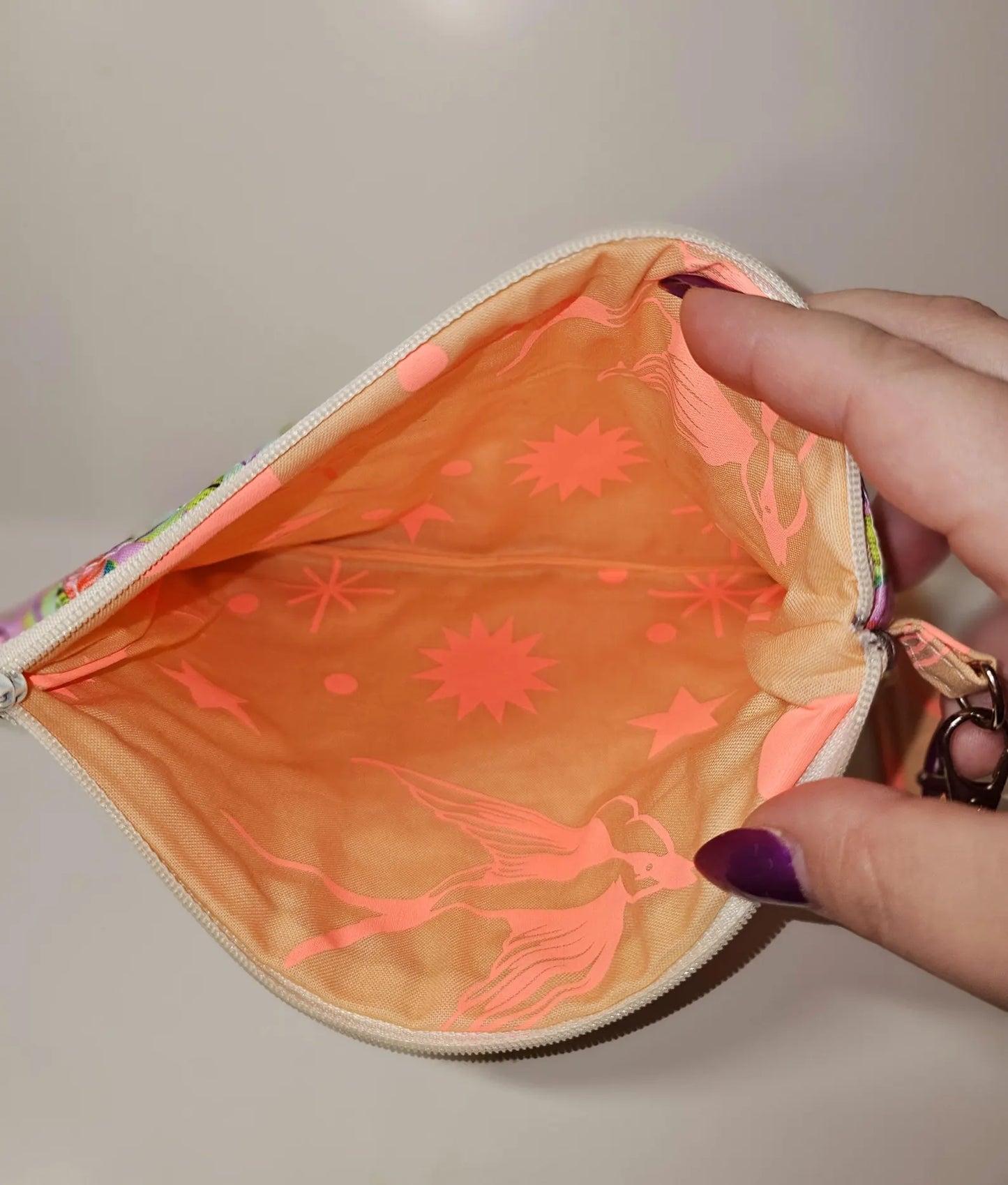 Zippered Purse, Wristlet Purse, Gifts for Her, Unique Gift, Tula Pink, Quilted Pouch, Christmas Gift, Stocking Stuffers, Neon Floral, Lion