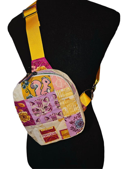 Mini Sling Backpack, Crossbody Backpack, Patchwork Purse, Ruby Star Society, Gift for Girls, Christmas Gift, Strawberry & Friends, Mav Sling