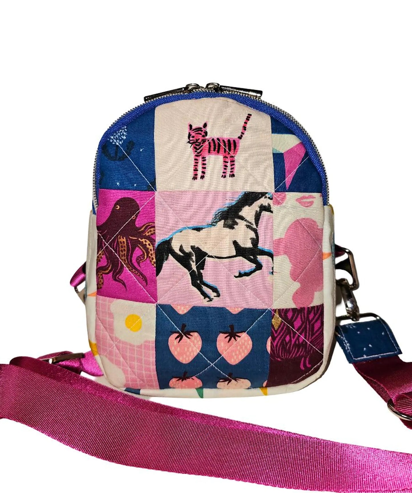 Mini Sling Backpack, Crossbody Backpack, Patchwork Purse, Ruby Star Society, Gift for Girls, Christmas Gift, Strawberry & Friends, Mav Sling