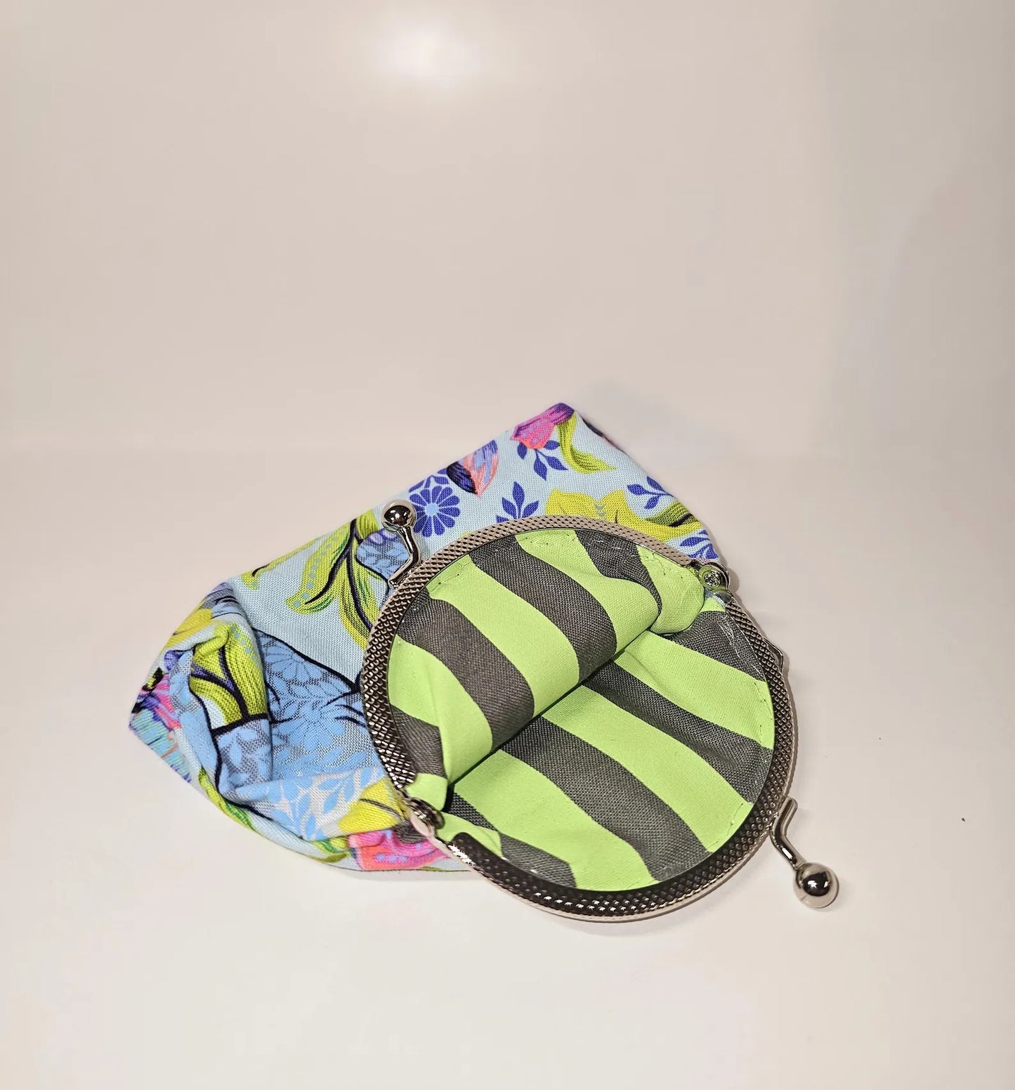 Kiss Lock Pouch, Kiss Lock Coin Purse, Gifts for Her, Unique Gift, Tula Pink Fabric, Christmas Gift, Stocking Stuffer, Neon Coin Purse