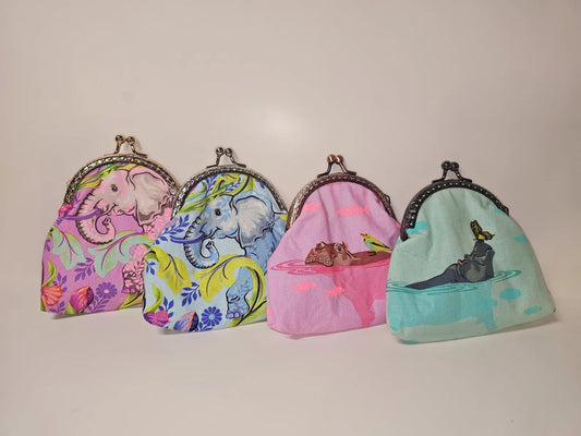 Kiss Lock Pouch, Kiss Lock Coin Purse, Gifts for Her, Unique Gift, Tula Pink Fabric, Christmas Gift, Stocking Stuffer, Neon Coin Purse