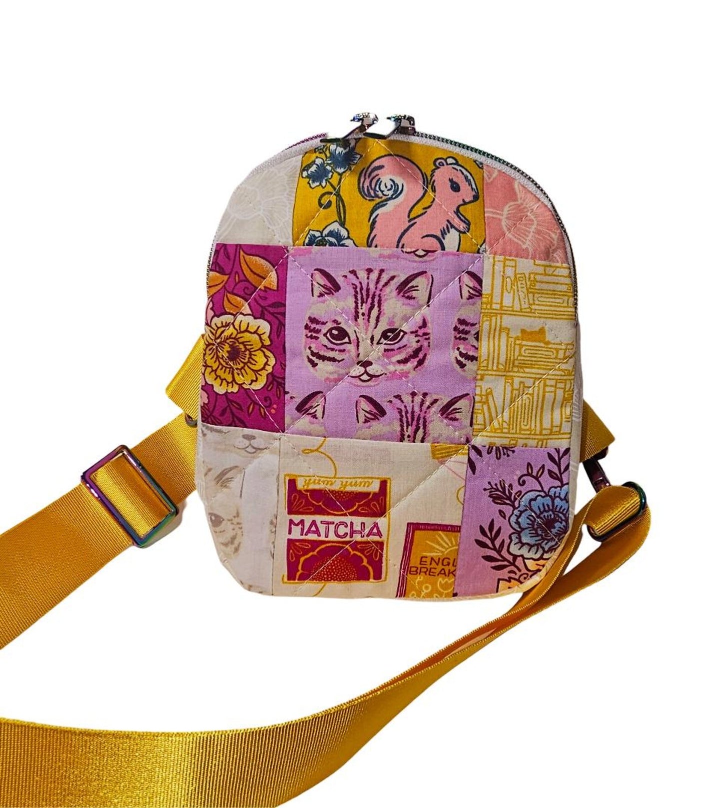 Mini Sling Backpack, Crossbody Backpack, Patchwork Purse, Ruby Star Society, Gift for Girls, Christmas Gift, Strawberry & Friends, Mav Sling