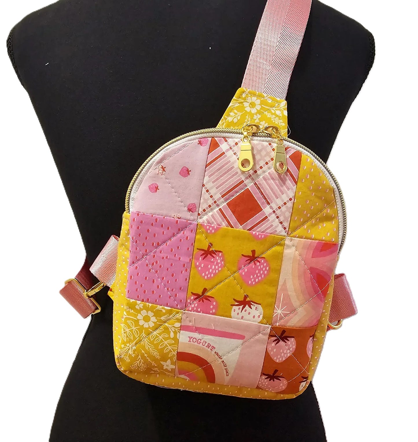 Mini Sling Backpack, Crossbody Backpack, Patchwork Purse, Ruby Star Society, Gift for Girls, Christmas Gift, Strawberry & Friends, Mav Sling