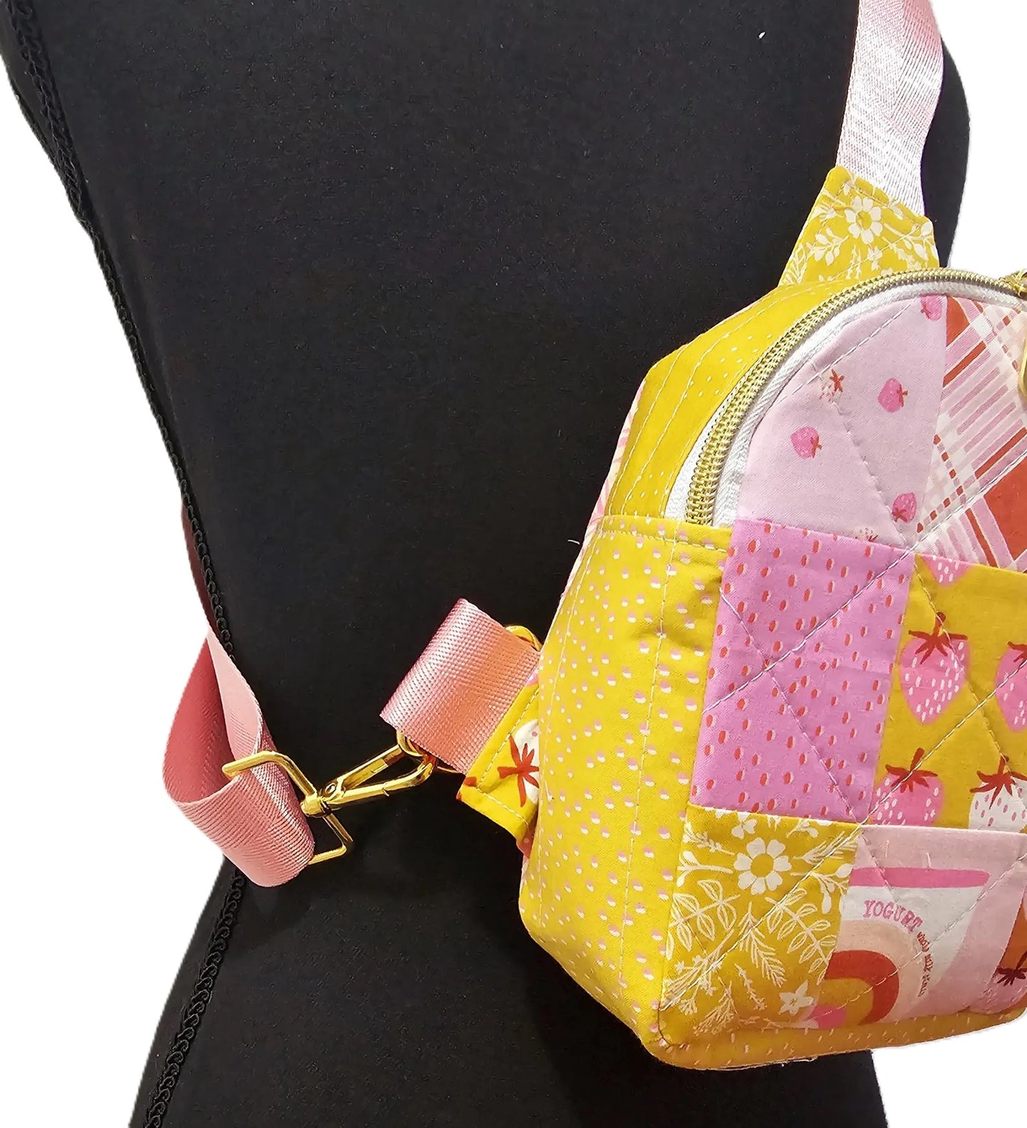 Mini Sling Backpack, Crossbody Backpack, Patchwork Purse, Ruby Star Society, Gift for Girls, Christmas Gift, Strawberry & Friends, Mav Sling