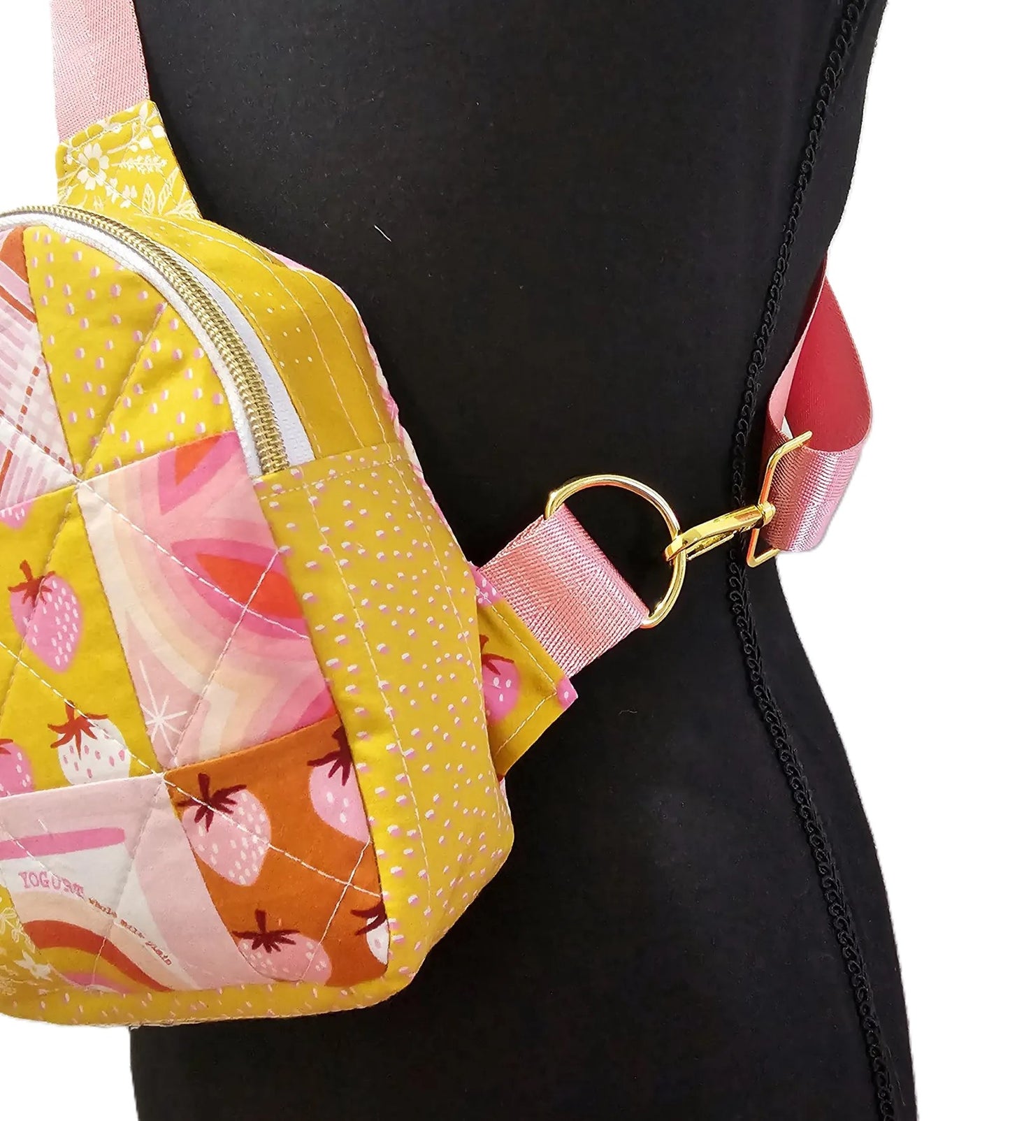 Mini Sling Backpack, Crossbody Backpack, Patchwork Purse, Ruby Star Society, Gift for Girls, Christmas Gift, Strawberry & Friends, Mav Sling