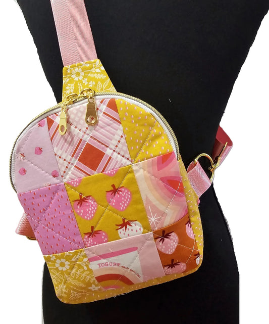 Mini Sling Backpack, Crossbody Backpack, Patchwork Purse, Ruby Star Society, Gift for Girls, Christmas Gift, Strawberry & Friends, Mav Sling