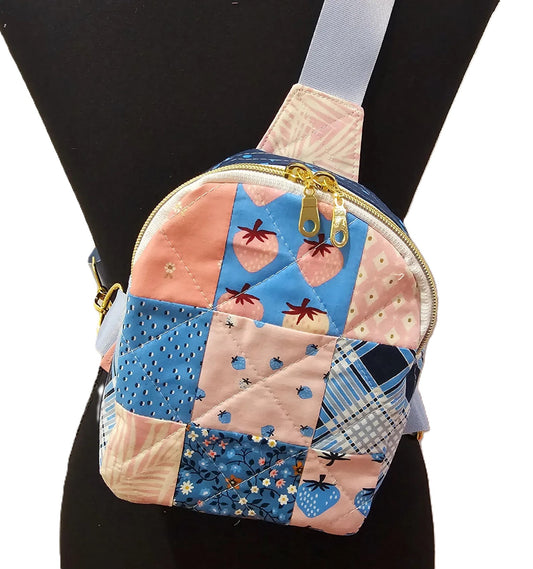 Mini Sling Backpack, Crossbody Backpack, Patchwork Purse, Ruby Star Society, Gift for Girls, Christmas Gift, Strawberry & Friends, Mav Sling