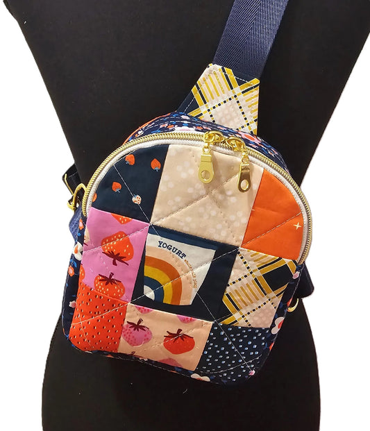 Mini Sling Backpack, Crossbody Backpack, Patchwork Purse, Ruby Star Society, Gift for Girls, Christmas Gift, Strawberry & Friends, Mav Sling