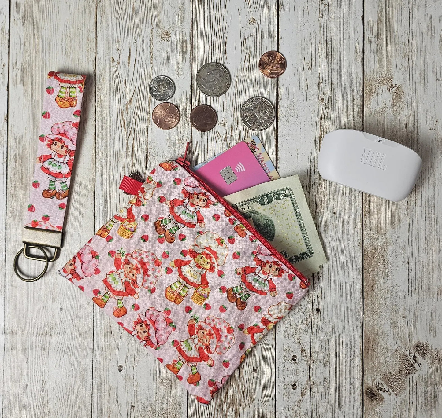 Small Fabric Zipper Pouch, Purse organizer, Tiny Floral Pouch, Handmade Lined Zipper Pouch, Gift Card Bag, Floral Bag, Tiny Floral Pouch