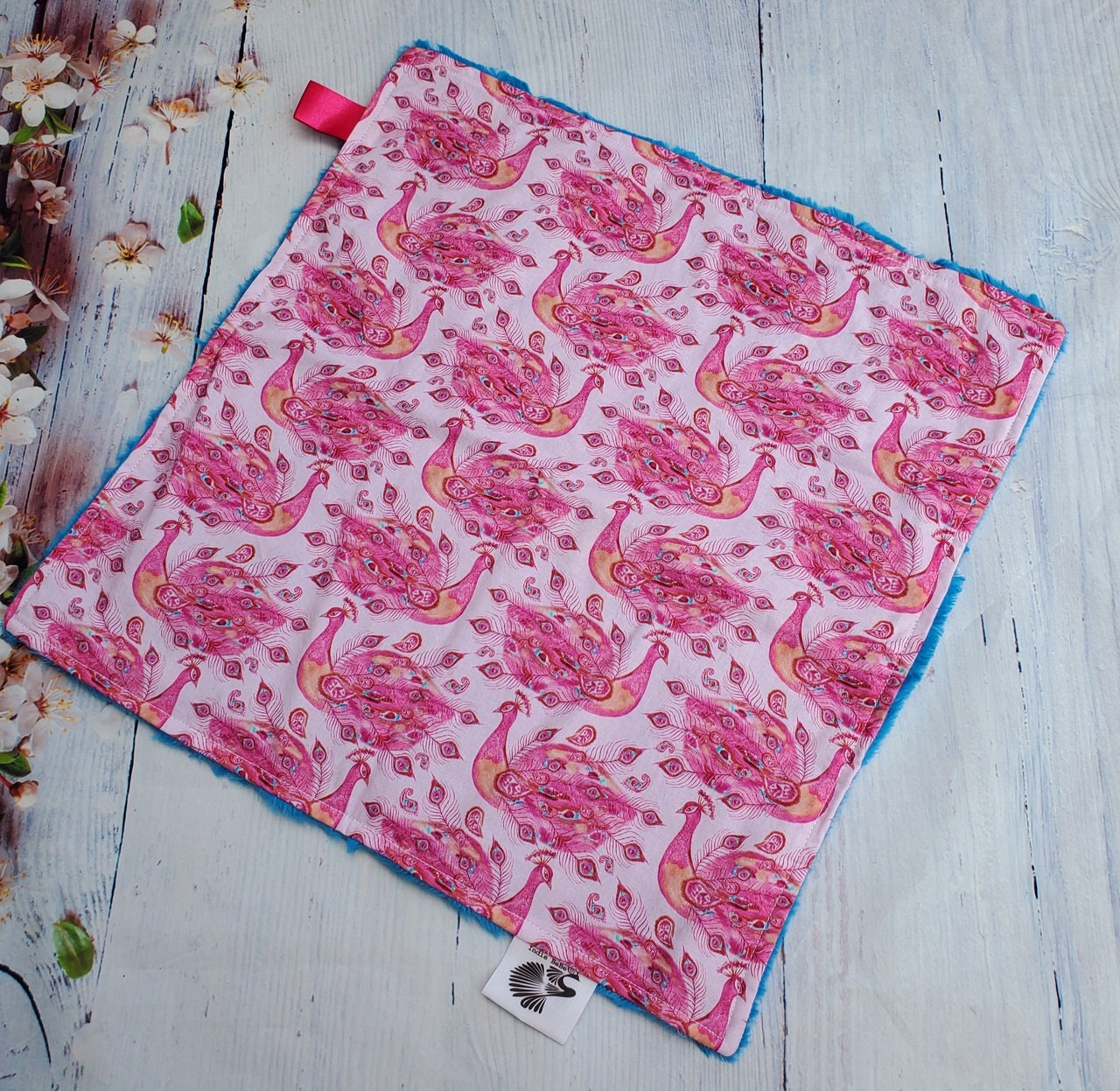 Lovey for Babies, Security Blanket, Minky Lovey, Baby Lovey Blanket, Minky Lovey Blanket, Ready to Ship, Baby Shower Gift, Peacock Lovey