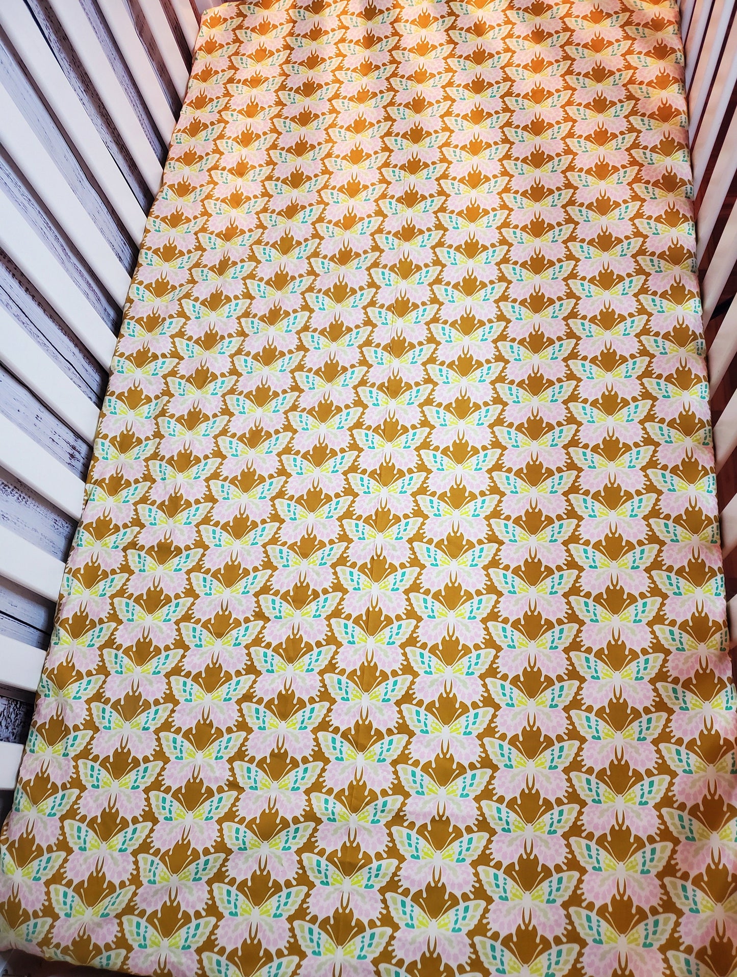 Crib Bedding, Bohemian Crib Sheet, Crib Sheet, Crib Sheet Boho, Nursery Bedding, Nursery Decor, Baby Shower Gift, Boho Butterfly Crib Sheet