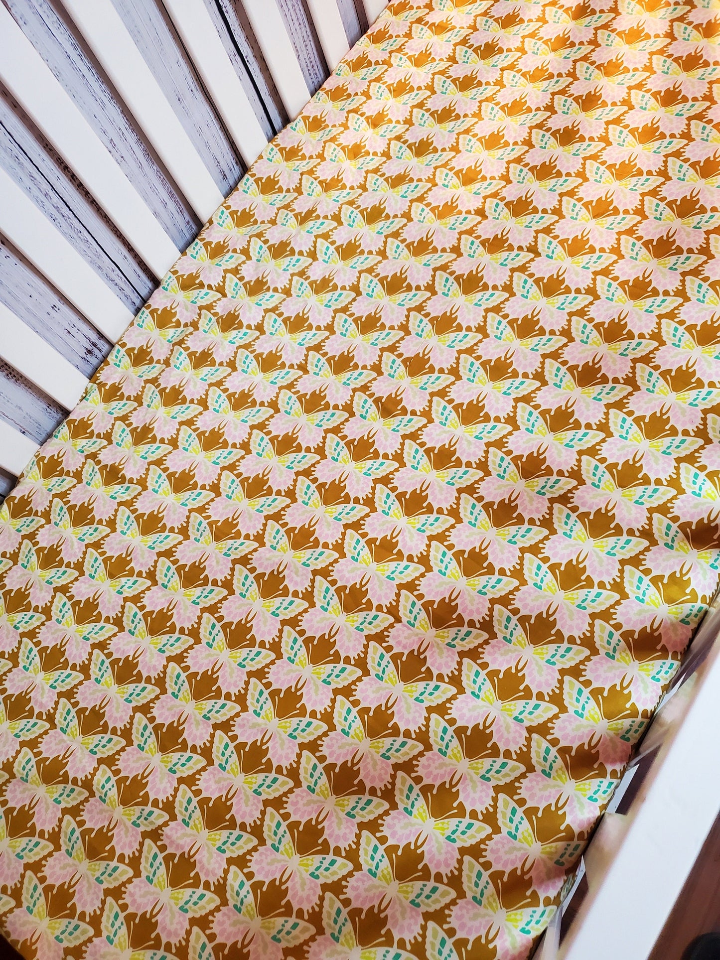 Crib Bedding, Bohemian Crib Sheet, Crib Sheet, Crib Sheet Boho, Nursery Bedding, Nursery Decor, Baby Shower Gift, Boho Butterfly Crib Sheet
