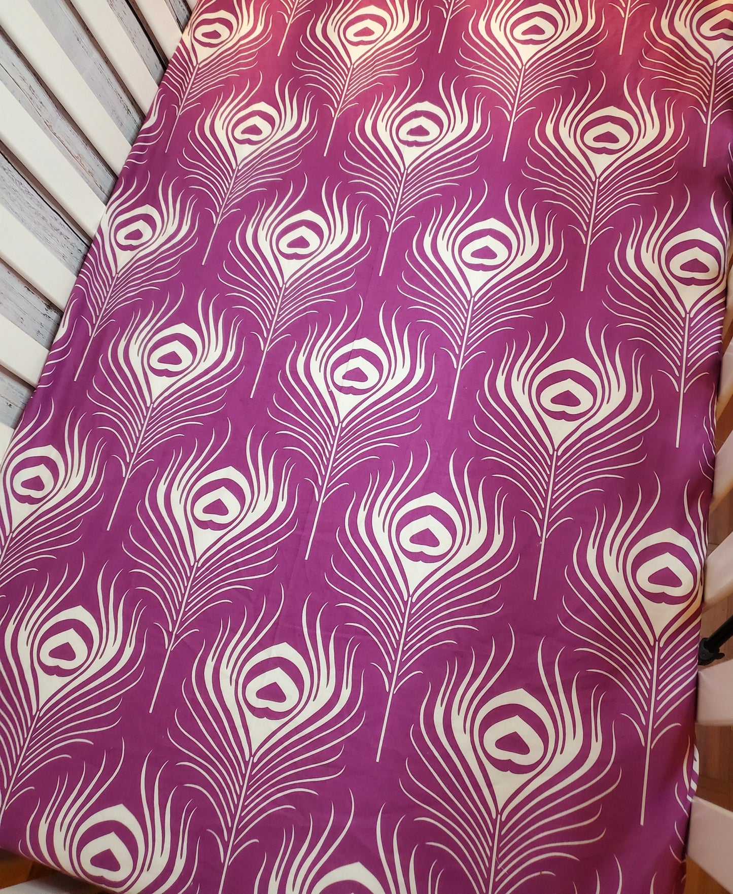 Peacock Crib Sheet, Bohemian Crib Sheet, Crib Sheet Boho, Nursery Bedding, Nursery Decor, Baby Shower Gift, Boho Peacock Feathers Crib