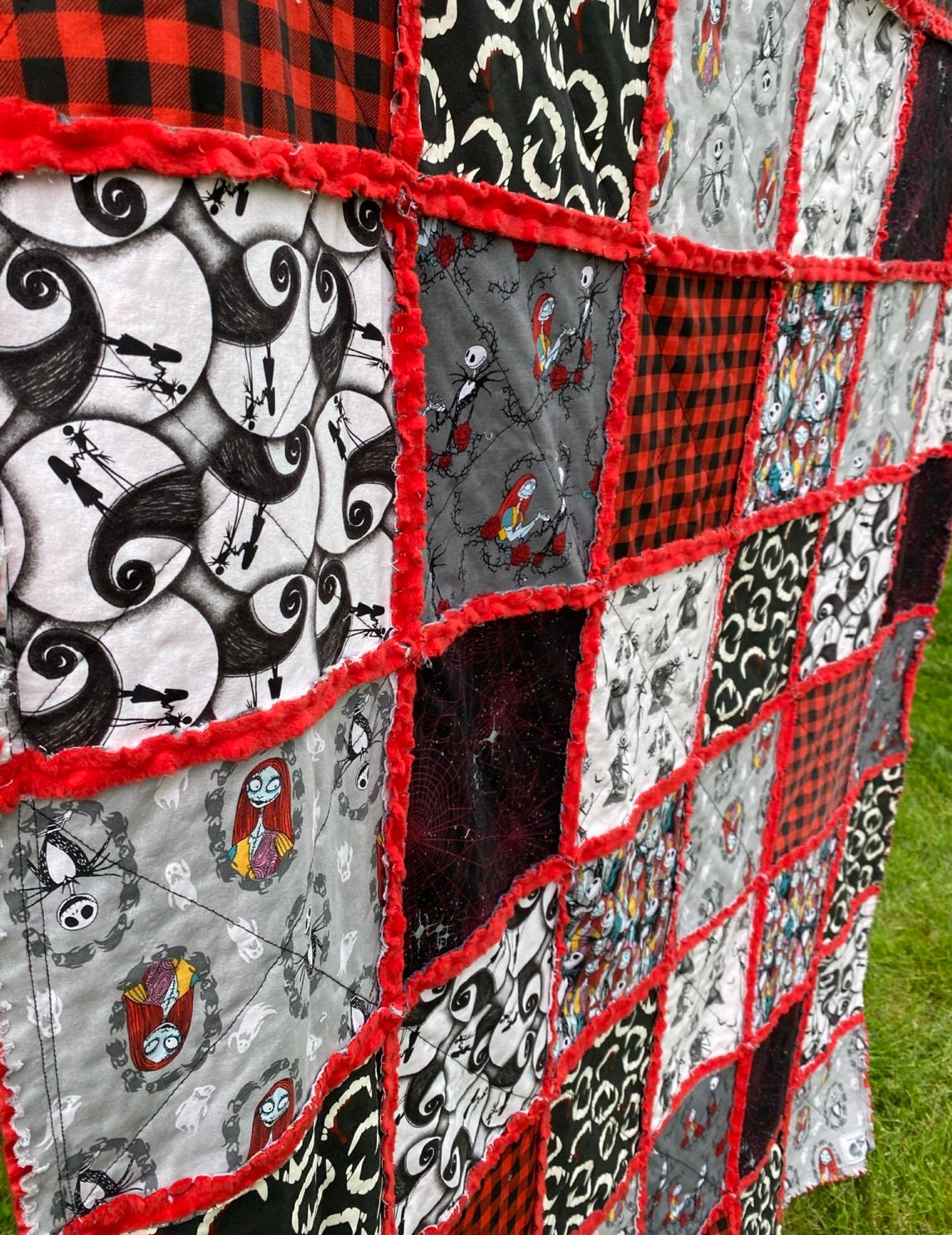 Nightmare Before Christmas, Large Minky Rag Quilt Throw