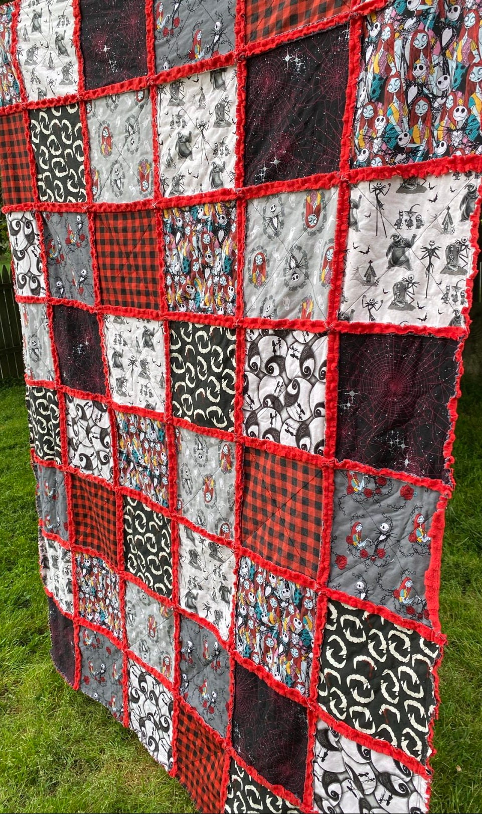 Nightmare Before Christmas, Large Minky Rag Quilt Throw