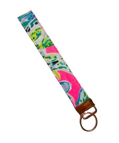 Key Fob Keychain, Keychain Wristlet, Lilly Fabric, Key Wristlet,  Fabric Keychain, Wristlet Keyfob, Wristlet Keychain, Gift for Her, Preppy