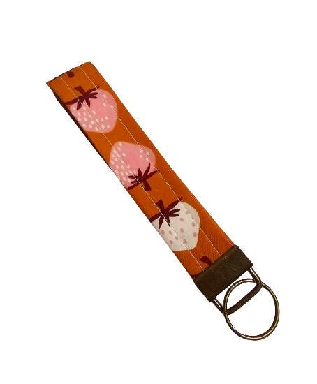 Key Fob Keychain, Keychain Wristlet, Ruby Star Society, Key Wristlet,  Fabric Keychain, Strawberry Keyfob, Wristlet Keychain, Gift for Her