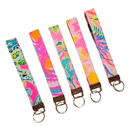 Key Fob Keychain, Keychain Wristlet, Lilly Fabric, Key Wristlet,  Fabric Keychain, Wristlet Keyfob, Wristlet Keychain, Gift for Her, Preppy