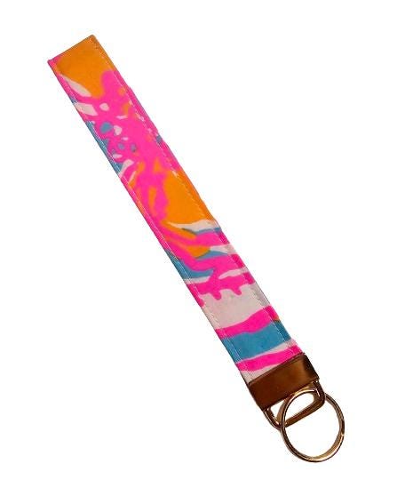 Key Fob Keychain, Keychain Wristlet, Lilly Fabric, Key Wristlet,  Fabric Keychain, Wristlet Keyfob, Wristlet Keychain, Gift for Her, Preppy