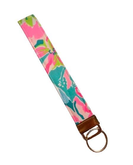 Key Fob Keychain, Keychain Wristlet, Lilly Fabric, Key Wristlet,  Fabric Keychain, Wristlet Keyfob, Wristlet Keychain, Gift for Her, Preppy
