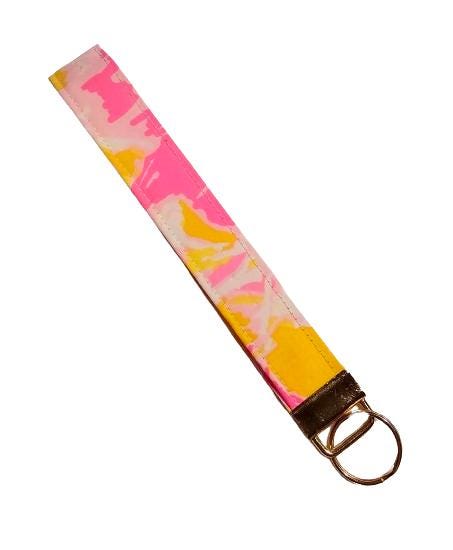 Key Fob Keychain, Keychain Wristlet, Lilly Fabric, Key Wristlet,  Fabric Keychain, Wristlet Keyfob, Wristlet Keychain, Gift for Her, Preppy