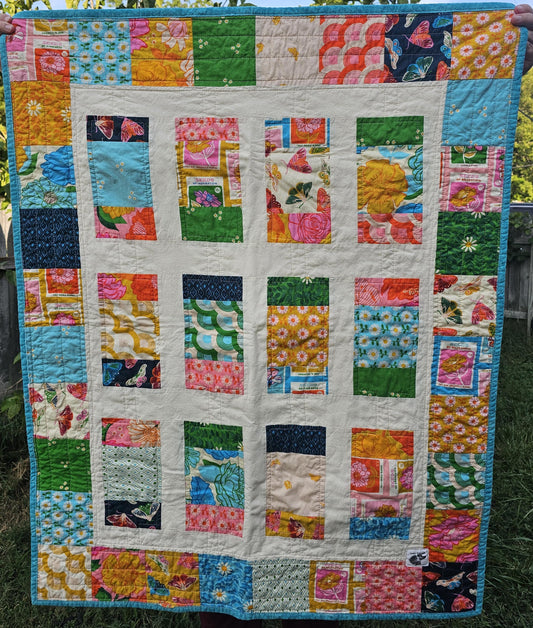 Handmade Quilt, Ruby Star Society Quilt, Flowerland, Butterfly Quilt, Patchwork Quilt, Crib Quilt, Toddler Quilt, Handmade Gift for Girls