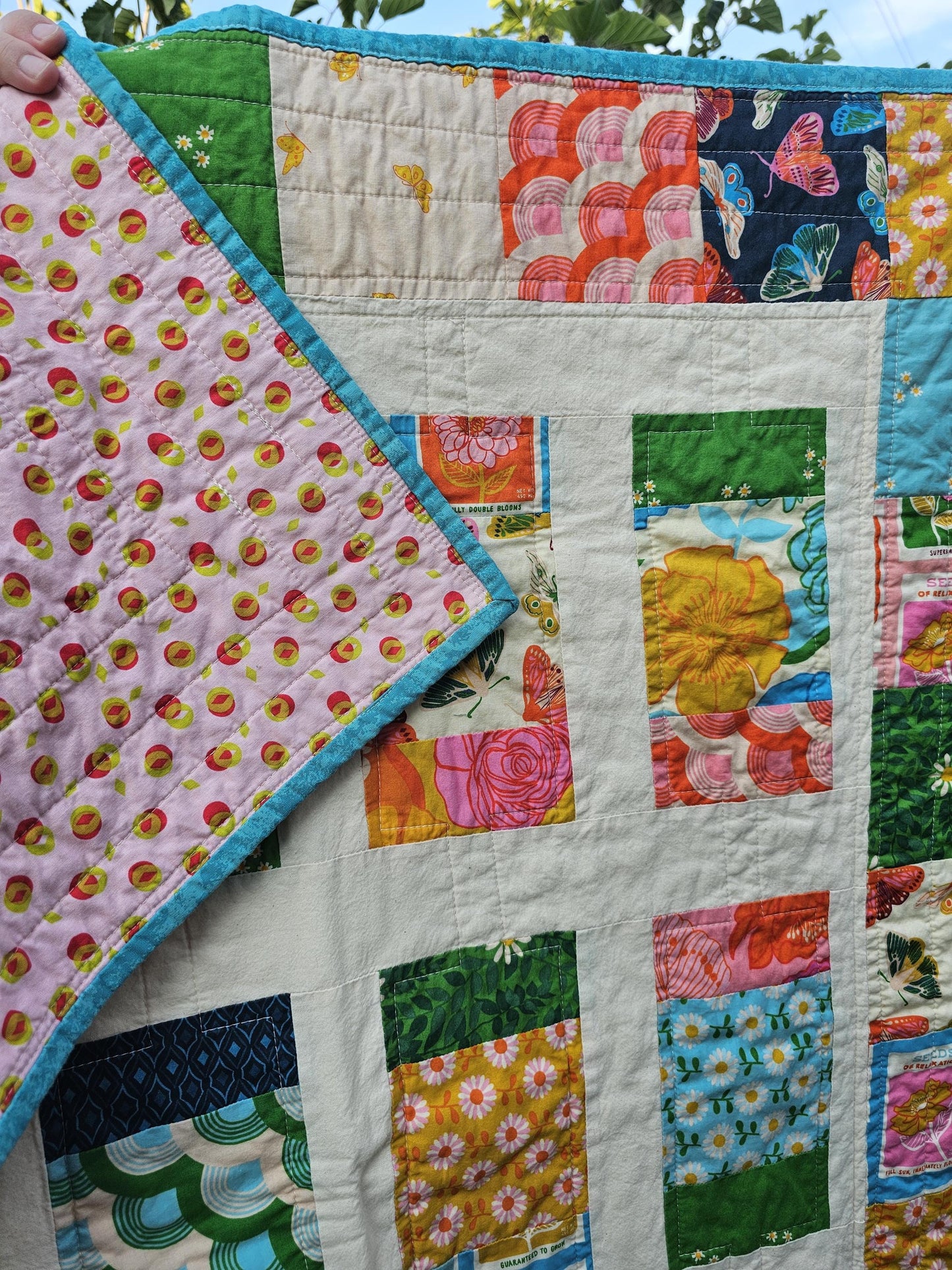 Handmade Quilt, Ruby Star Society Quilt, Flowerland, Butterfly Quilt, Patchwork Quilt, Crib Quilt, Toddler Quilt, Handmade Gift for Girls