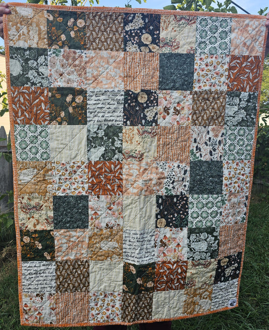 Handmade Mushroom Quilt, Woodland Quilt, Gender Neutral Quilt, Patchwork Quilt, Crib Quilt, Toddler Quilt, Handmade Gift, Baby Shower Gift