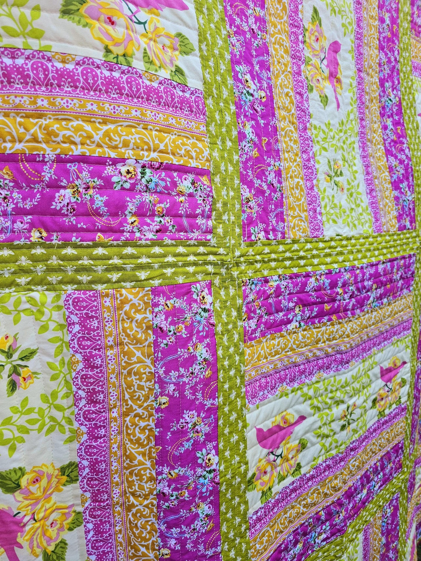 Handmade Quilt, Jennifer Paganelli, Heather Bailey, Throw Quilt, Lap Quilt, Patchwork Quilt, Dorm Room Quilt, Handmade Gift for Girls