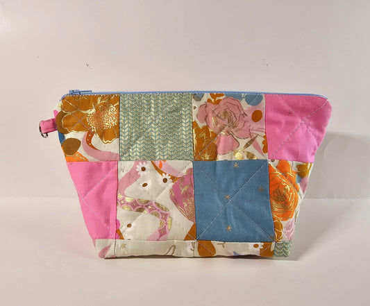 Patchwork Zippered Pouch, Cosmetic Bag, Toiletry Bag, Gifts for Her, Unique Gift, Ruby Star Society, Handmade Quilted Pouch, Christmas Gift