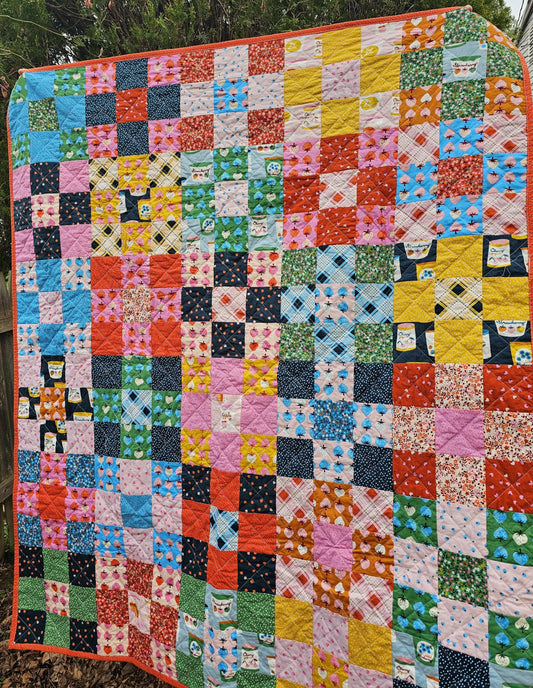 Handmade Quilt, Ruby Star Society Quilt, Throw Quilt, Lap Quilt, Patchwork Quilt, Dorm Room Quilt, Handmade Gift for Girls, Strawberry Gift