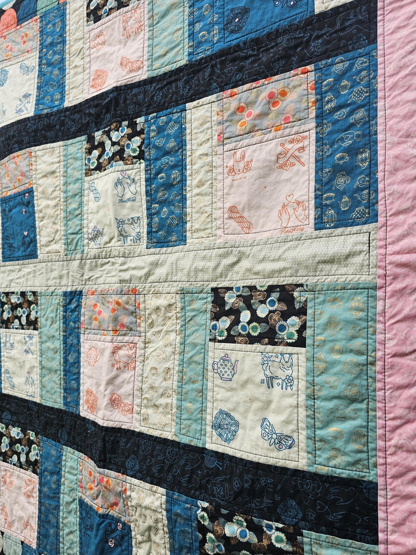 Handmade Quilt, Ruby Star Society Quilt, Purl, Throw Quilt, Lap Quilt, Patchwork Quilt, Crib Quilt, Toddler Quilt, Handmade Gift for Girls