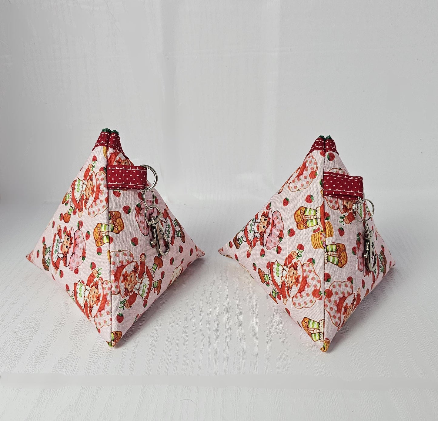 Pyramid Zippered Pouch, Coin Purse, Gifts for Her, Strawberry Shortcake, Quilted Pouch, Lollipop Bag, Airpod Pouch, Keychain Pouch, Vintage