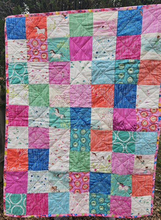 Sarah Jane Quilt, Firefly Quilt, Horses Blanket, Patchwork Quilt, Crib Quilt, Toddler Quilt, Handmade Gift, Baby Shower Gift, We Wander