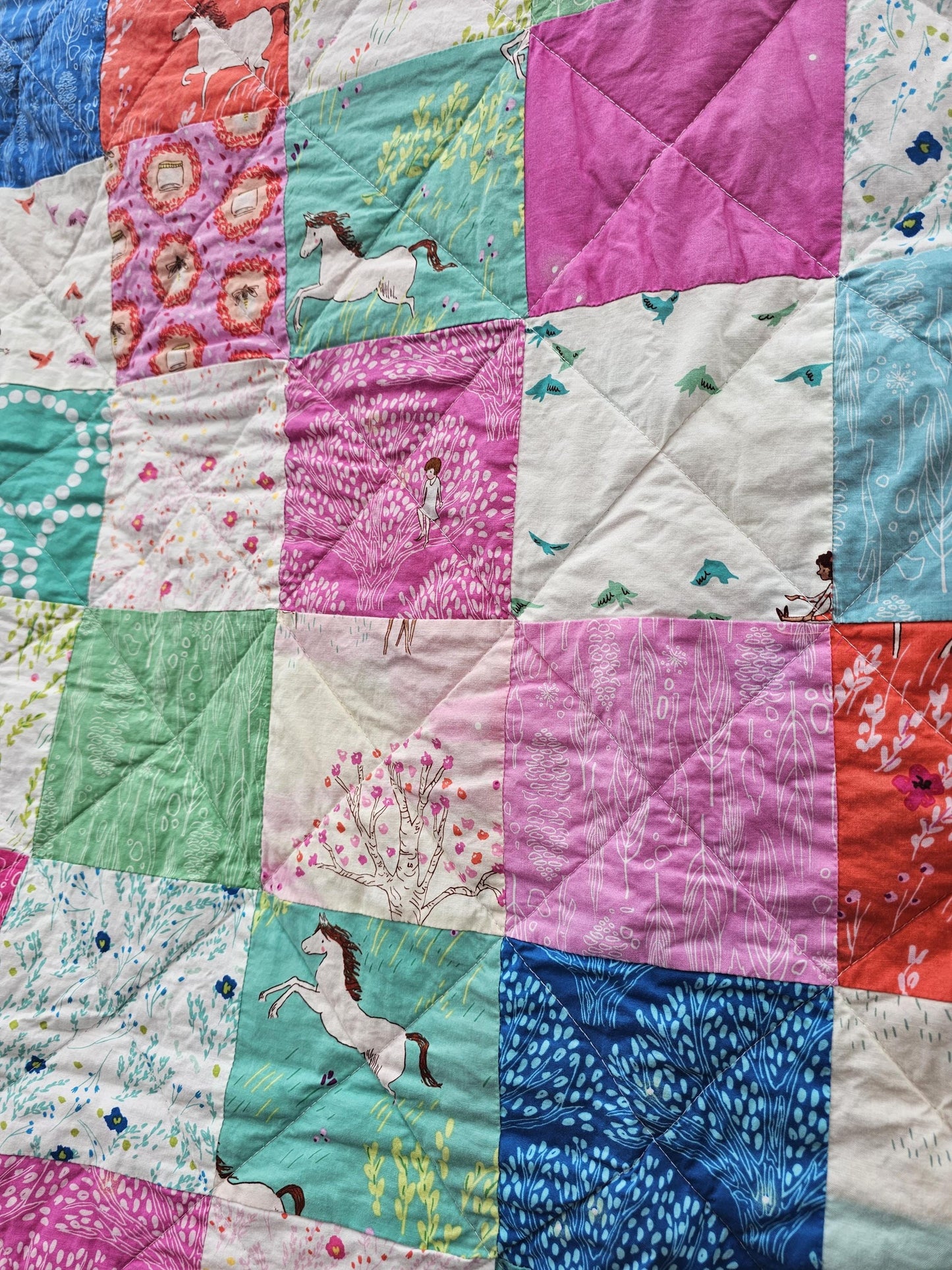 Sarah Jane Quilt, Firefly Quilt, Horses Blanket, Patchwork Quilt, Crib Quilt, Toddler Quilt, Handmade Gift, Baby Shower Gift, We Wander