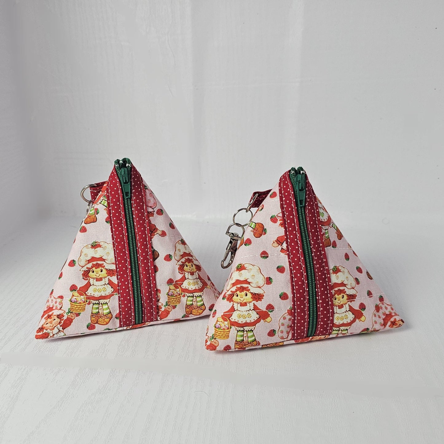 Pyramid Zippered Pouch, Coin Purse, Gifts for Her, Strawberry Shortcake, Quilted Pouch, Lollipop Bag, Airpod Pouch, Keychain Pouch, Vintage