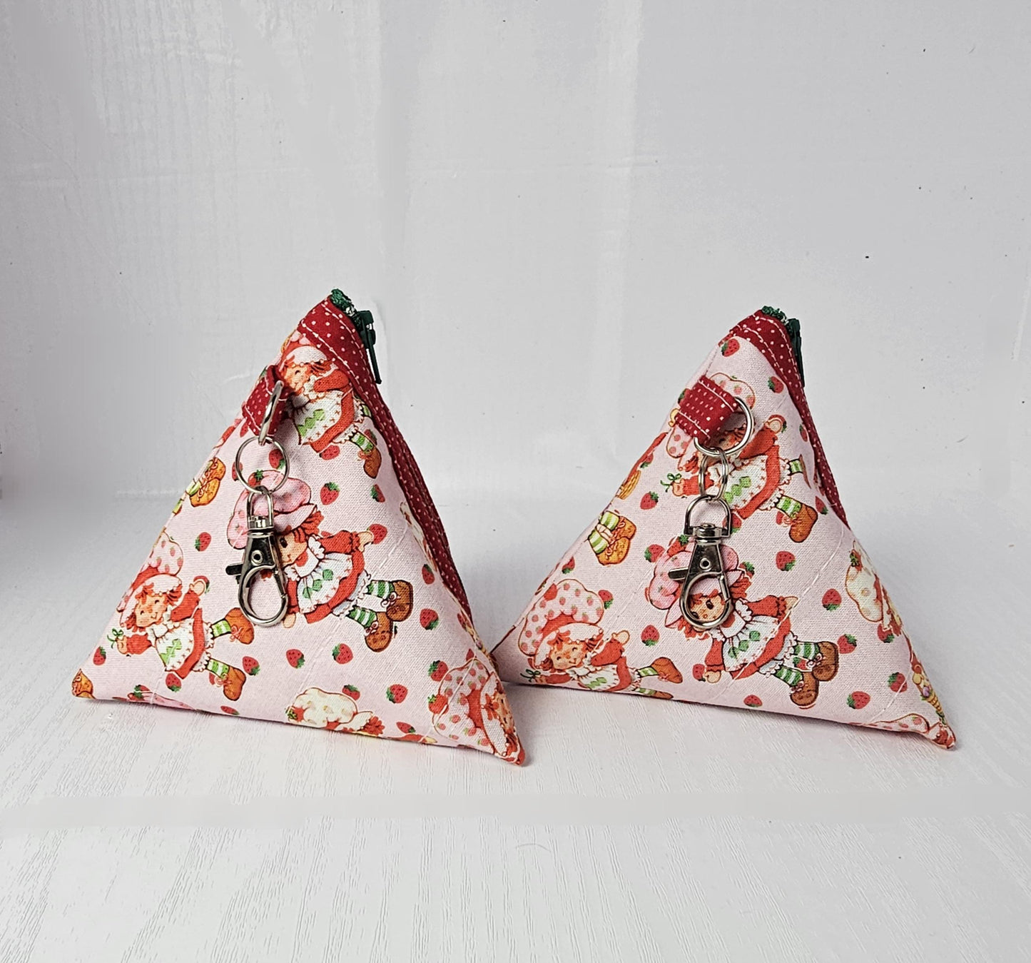 Pyramid Zippered Pouch, Coin Purse, Gifts for Her, Strawberry Shortcake, Quilted Pouch, Lollipop Bag, Airpod Pouch, Keychain Pouch, Vintage