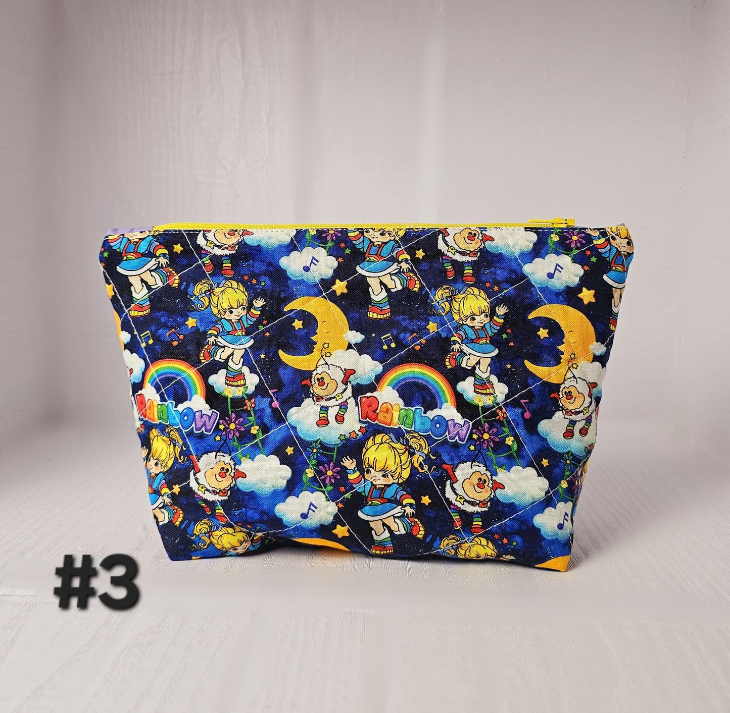 Rainbow Brite Zippered Pouch, Cosmetic Bag, Toiletry Bag, Gifts for Her, Unique Gift, Handmade Quilted Pouch, Rainbow Gift, 1980s Vintage